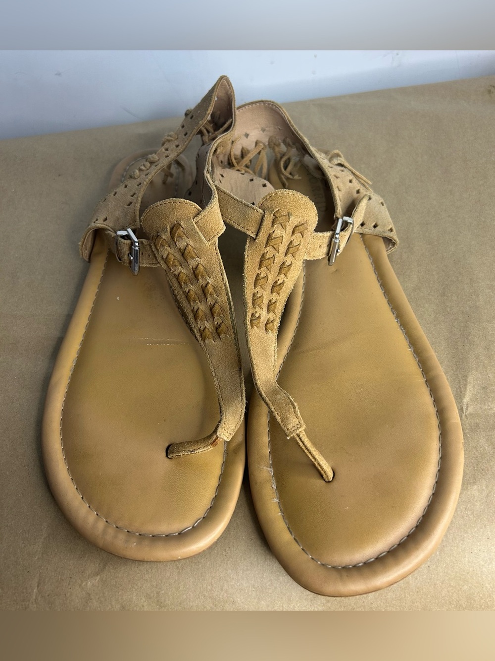 Torrid Tan Laser-Cut Boho Style Flat Sandals Size 13